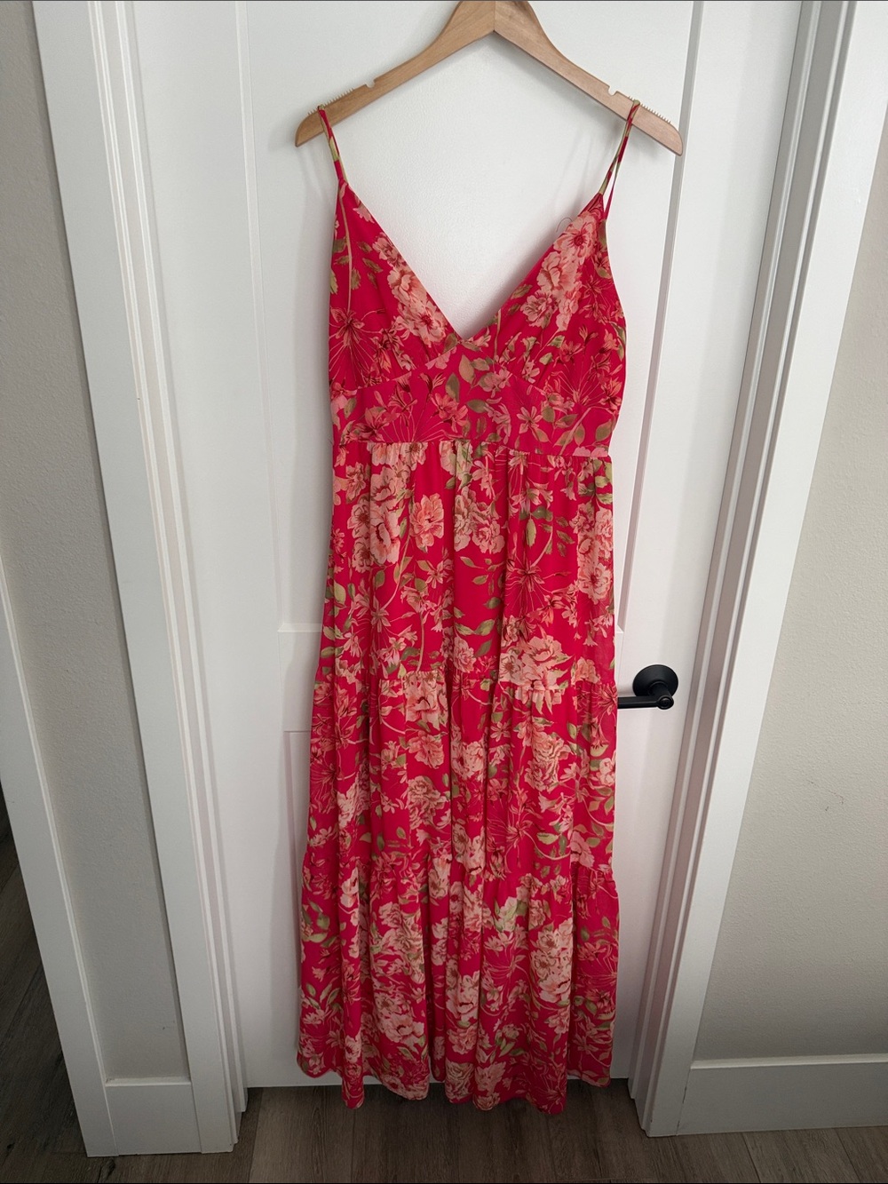 Flying Tomato Coral Pink Floral Maxi Dress with V-Neck